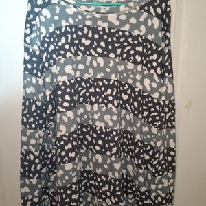 Sew In Love Black and Gray Patterned Long Sleeve Top